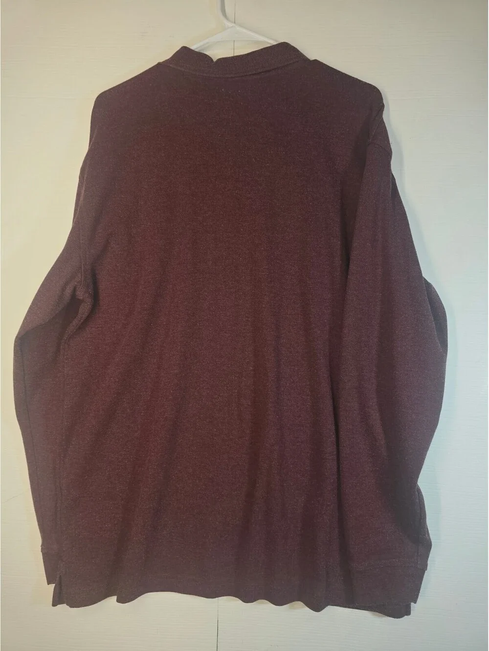 Orvis Mens Large Burgundy Maroon Long Sleeve Polo Shirt Cotton Made In Peru
